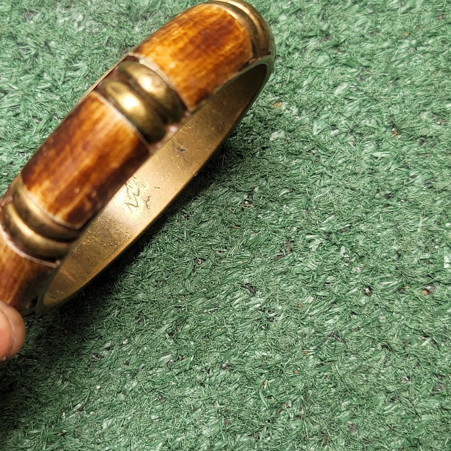 Vtg Brass Bone Bangle Bracelet