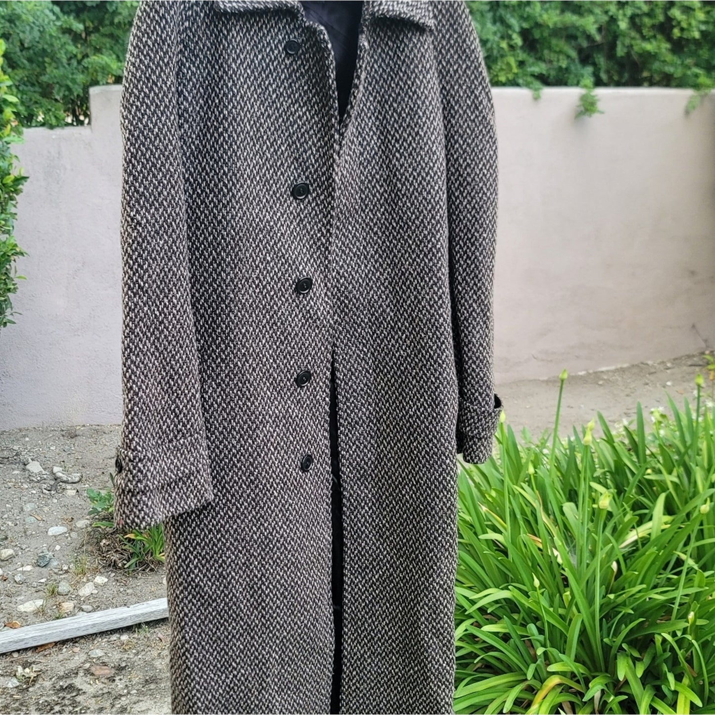 Pendleton Black and Gray Trench Coat with Notched Lapel