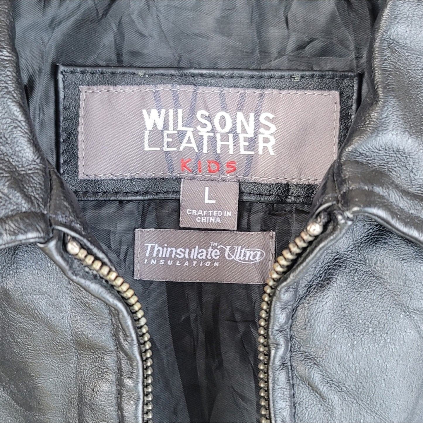 Vtg Wilson's Kids Black Leather Jacket