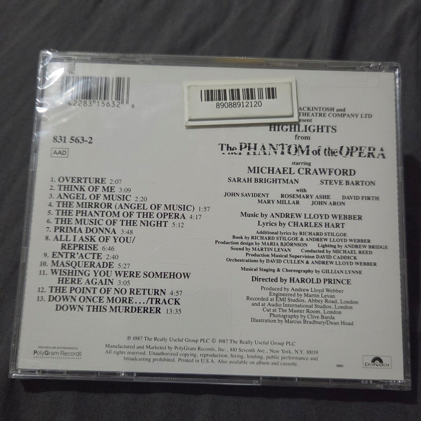 Vtg 1987 Highlights from The Phantom of the Opera The Original Cast Recording CD