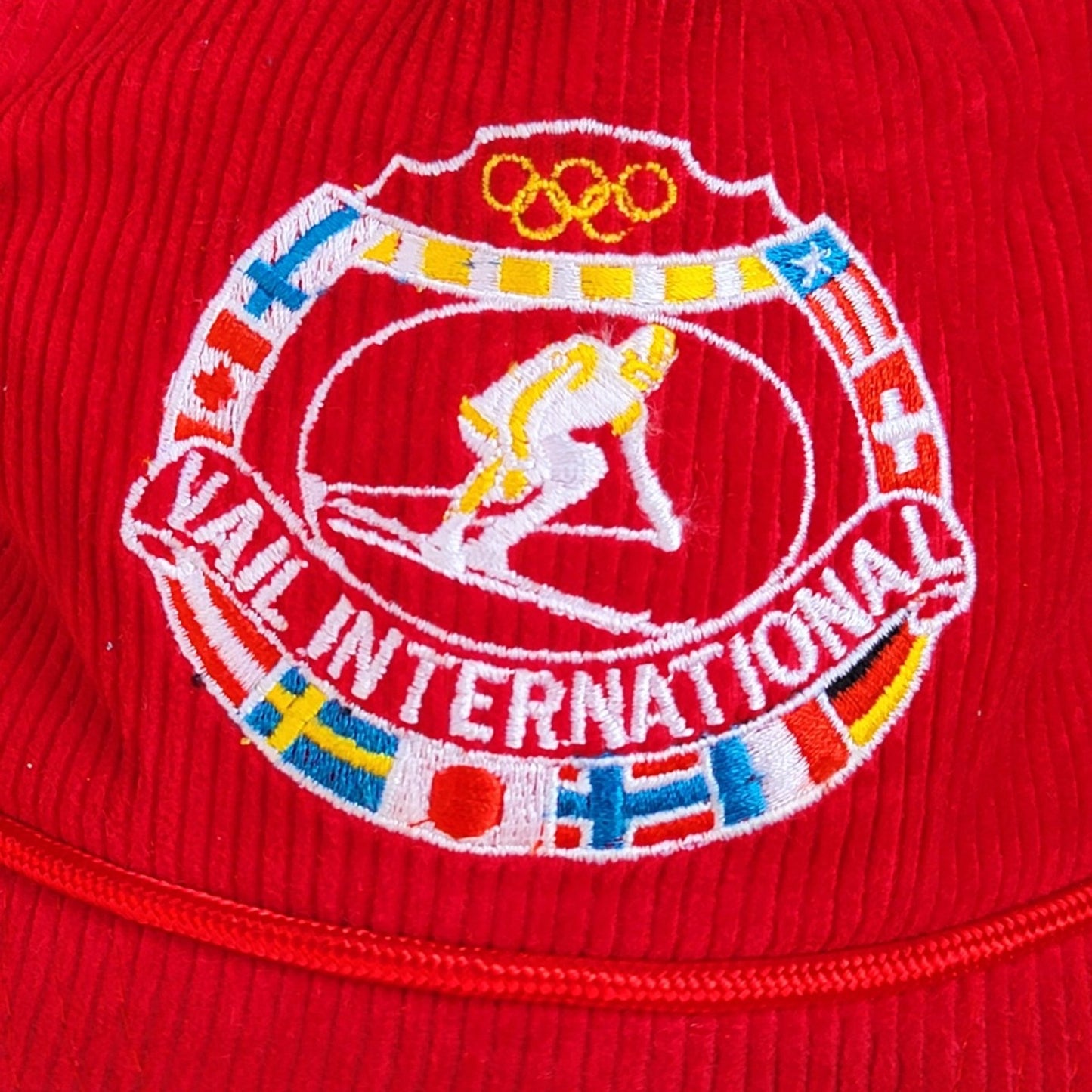 Vtg Vail International Olympics Skiing Corduroy Hat