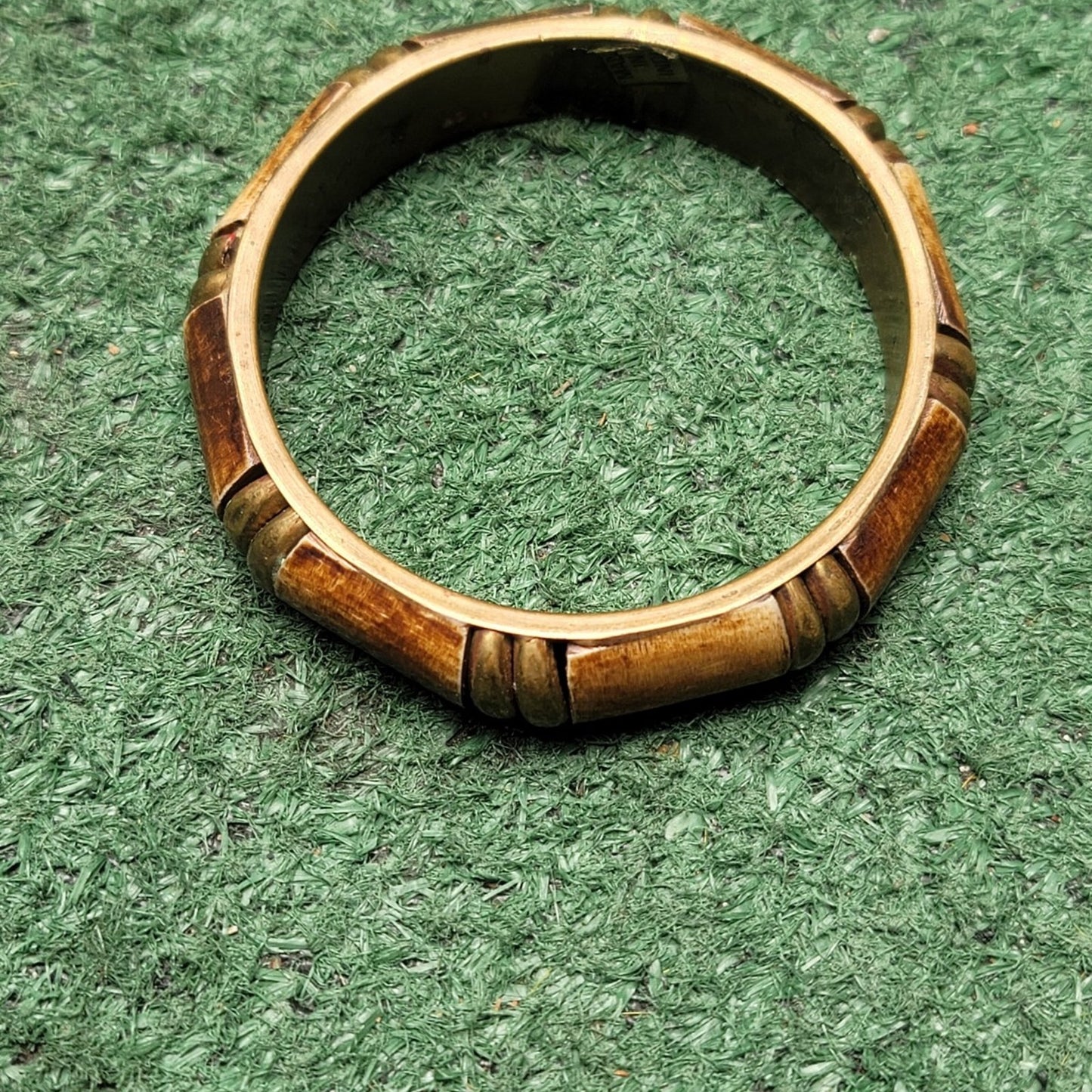 Vtg Brass Bone Bangle Bracelet