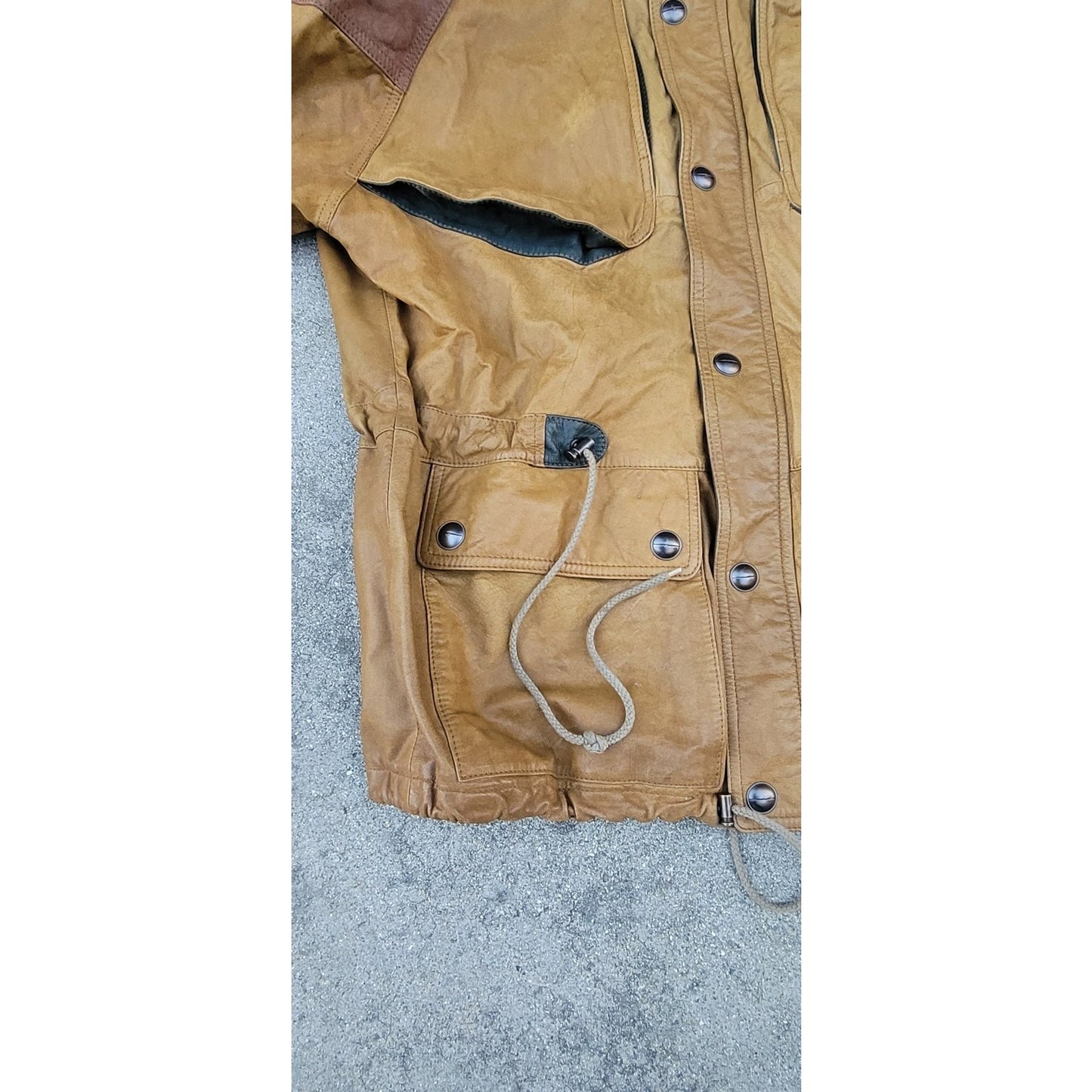Vtg Hurricane Collection Leather Parka Jacket With Detachable Hood