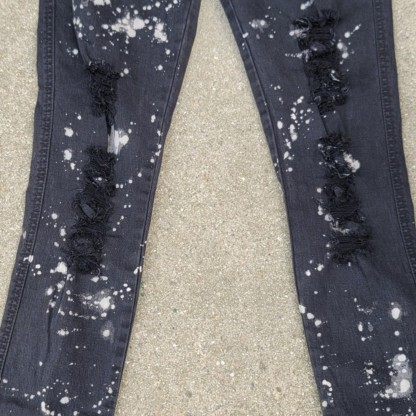 Tripp NYC Distressed Bleach-dyed Skinny Jeans Skull Accents