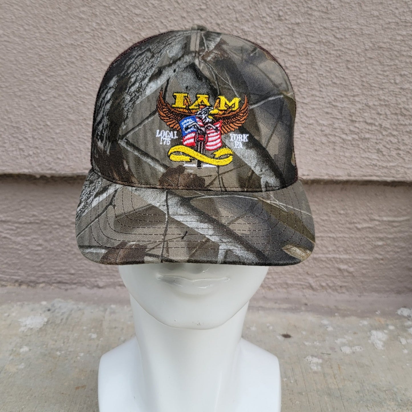 Vtg I AM Local 175 New York PA Camo Trucker Hat
