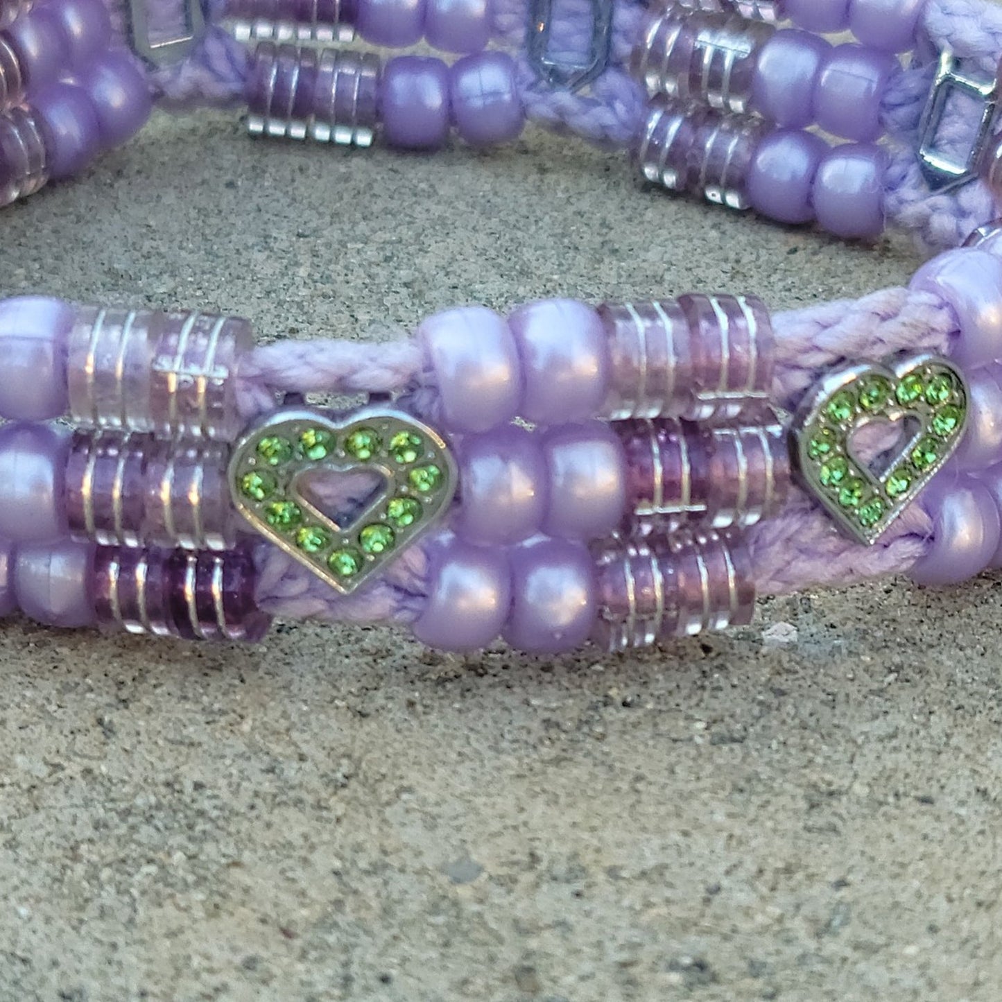 Custom Handmade Beaded Bling Dog Collar Hearts