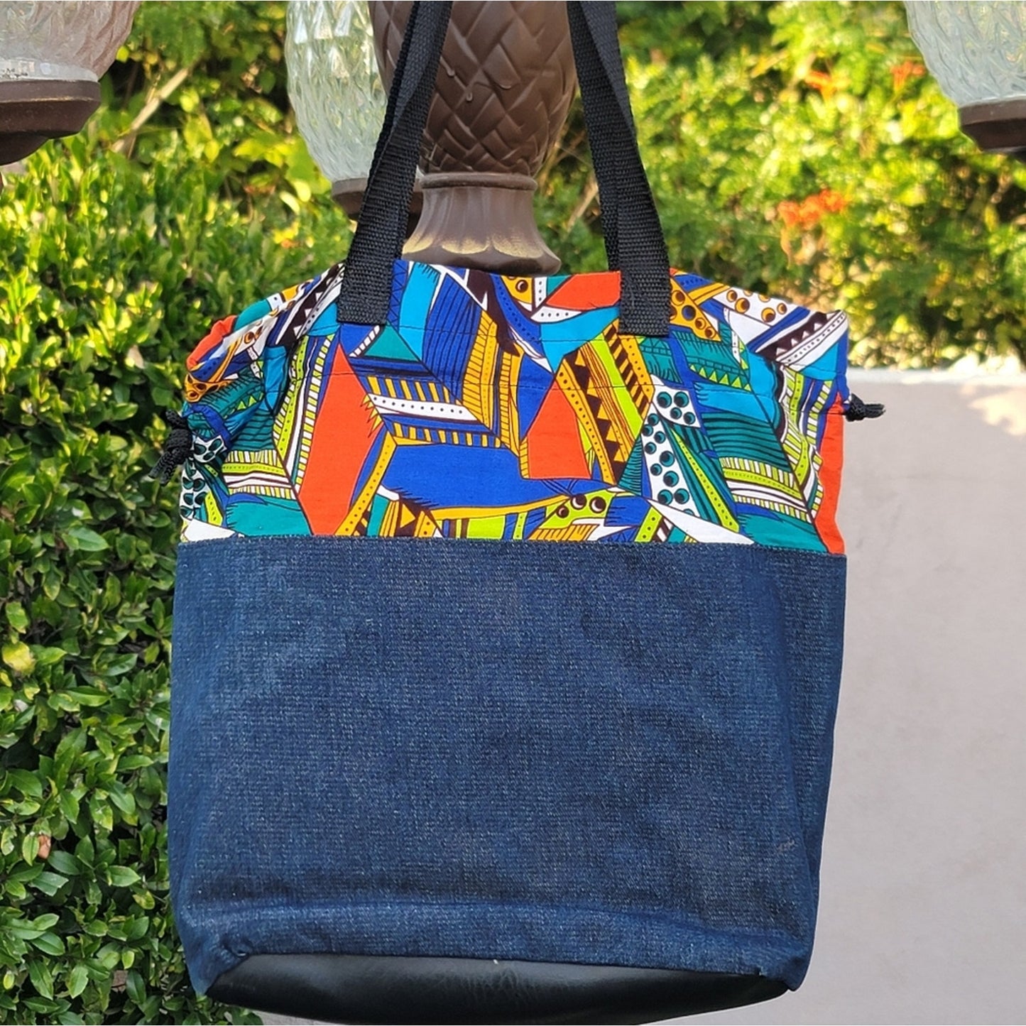 Ghanaian West African Custom Denim Tote Bag