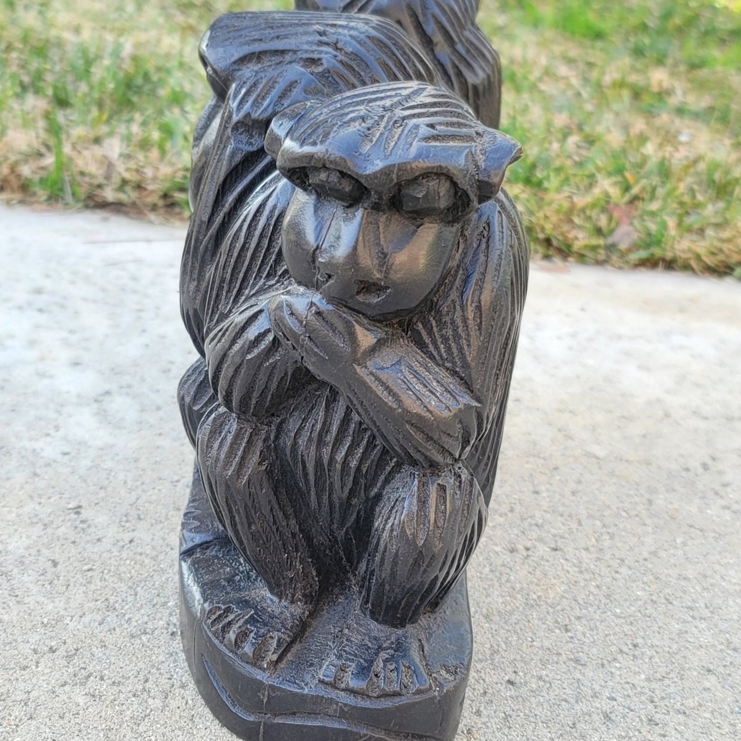 African Hand-Carved Wooden 3 Wise Monkeys Art Statue: Hear, See, Speak No Evil