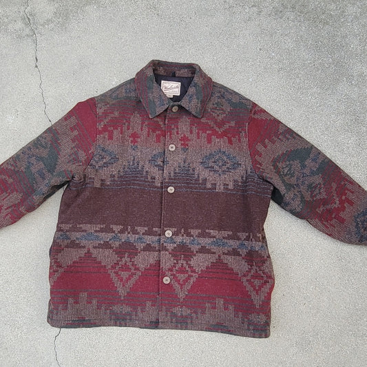 Vtg Woolrich Southwestern Native Quilted-lined Wool Blend Jacket