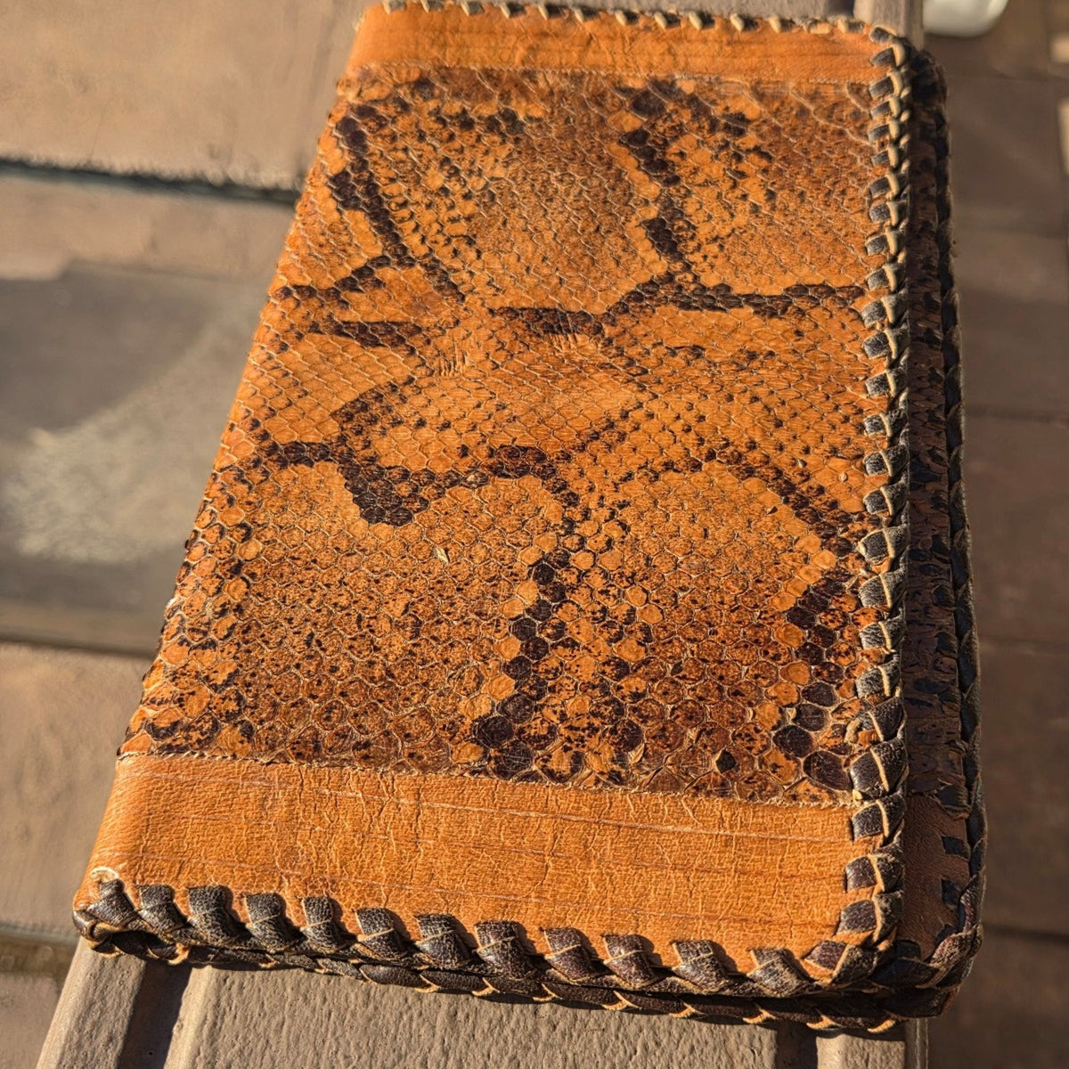 Vtg Ghanaian African Handmade Snakeskin Clutch Purse Wallet