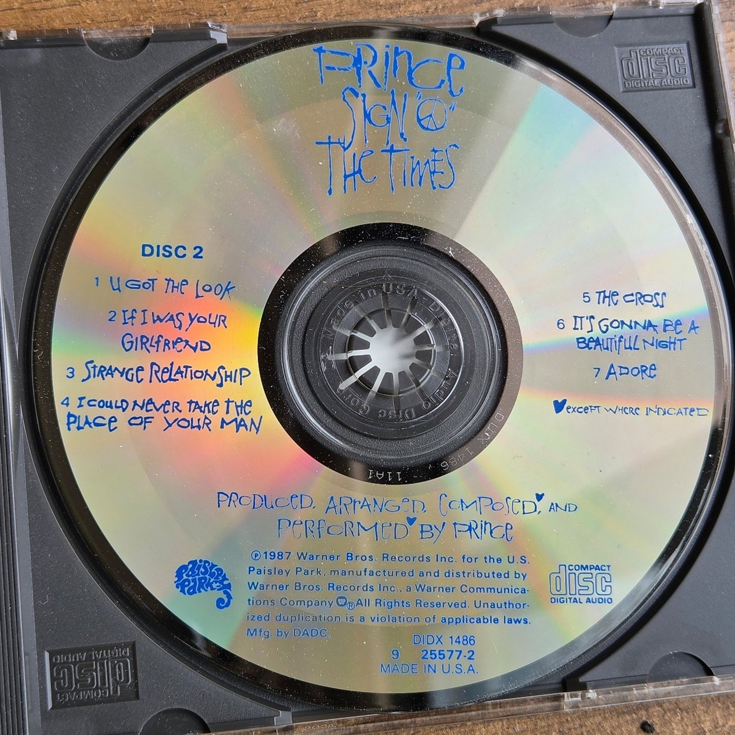 Vtg 1987 Prince SIGN O THE TIMES CD (Disc 2)