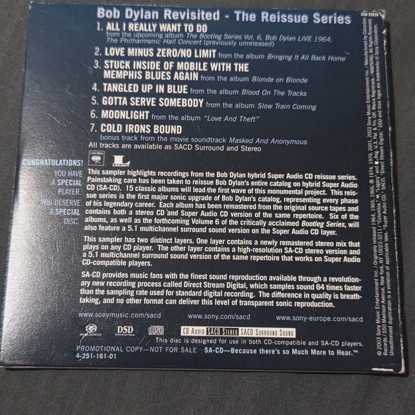 Vtg 2003 Bob Dylan REVISITED - THE REISSUE SERIES PROMO CD