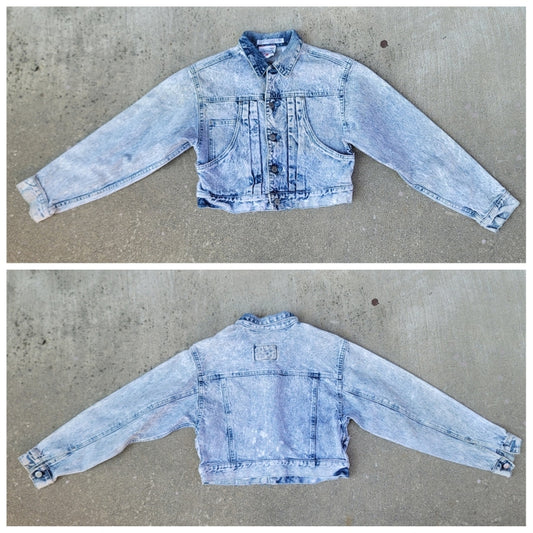 Vtg Code Bleu Acid Washed Cropped Distressed Jean Denim  Japanese Jacket