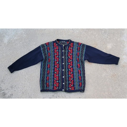 Vtg Tulchan Pure Wool Knit Cardigan Sweater
