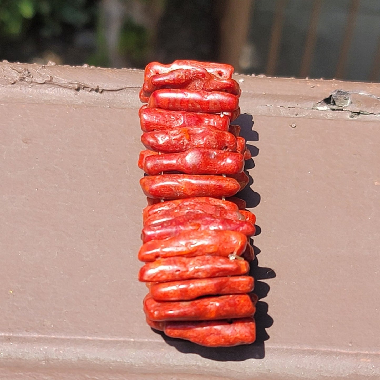 Vtg Red Coral Stretch Bracelet