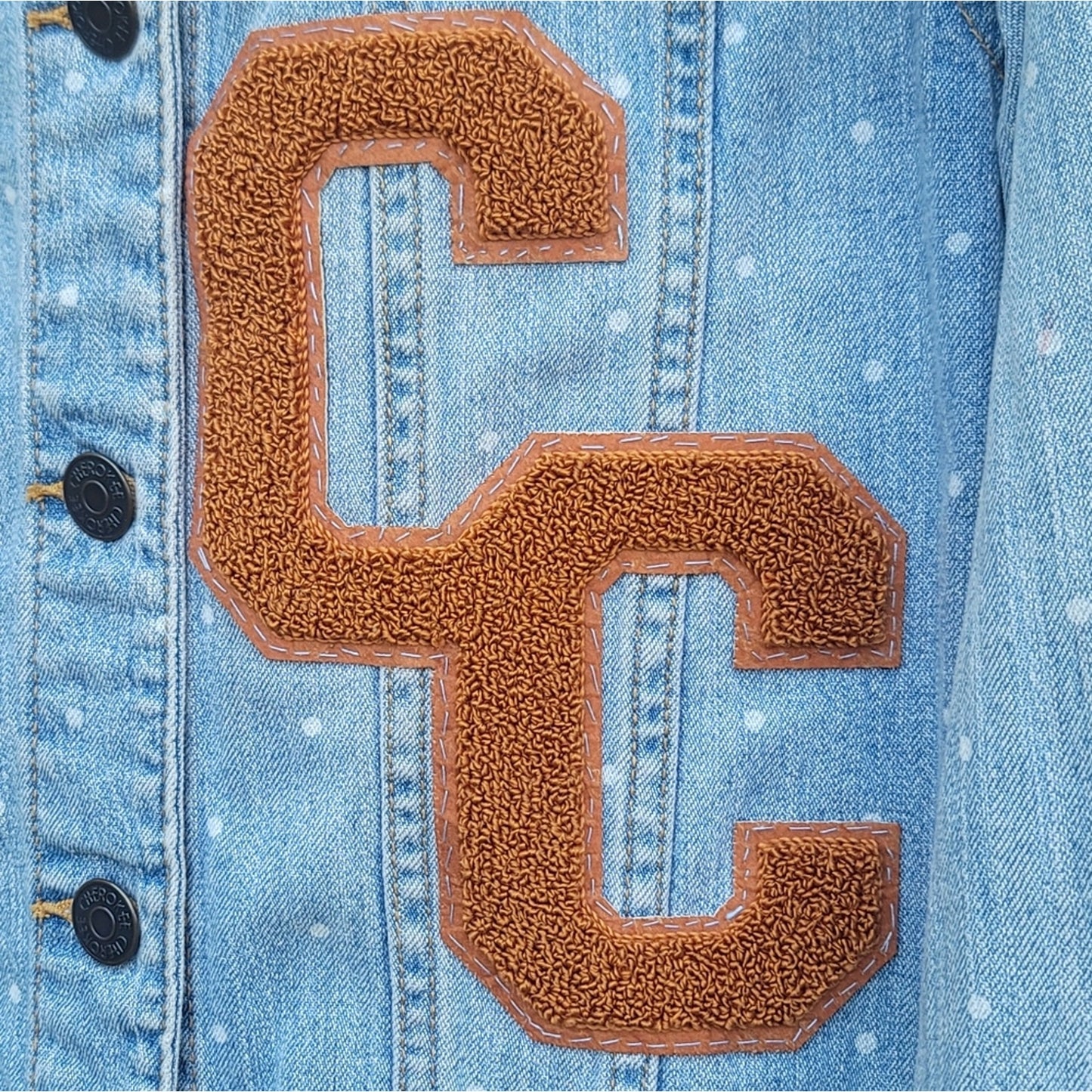 Continual Coincidences Brand Upcycled Vtg Denim Jean Jacket w/Brooch Accents
