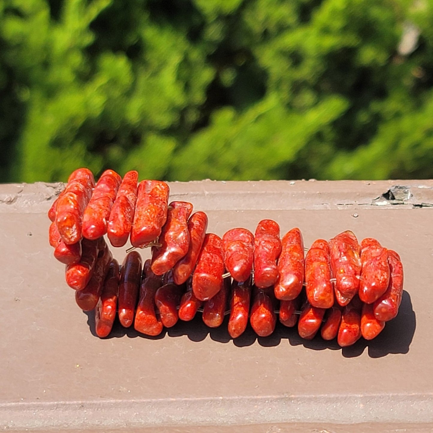 Vtg Red Coral Stretch Bracelet