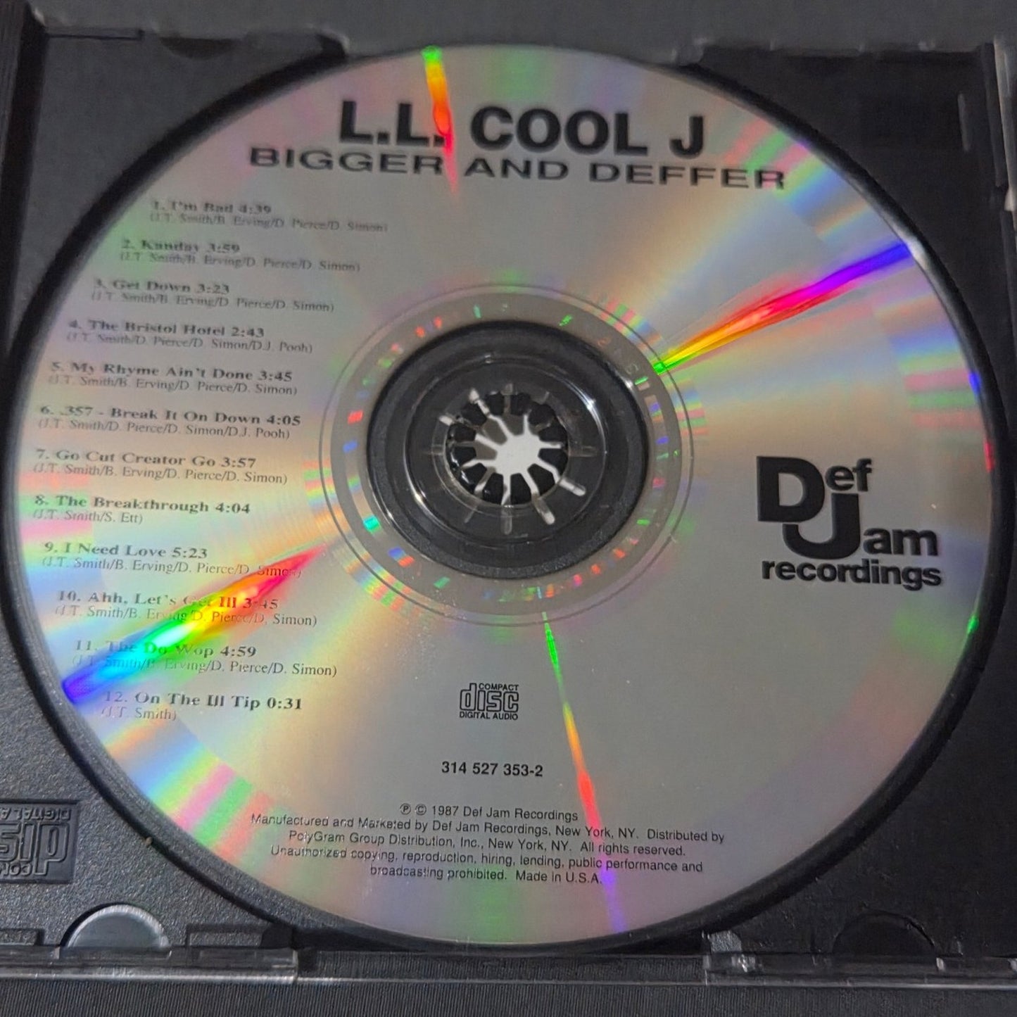 Vtg 1987 LL Cool J BAD (BIGGER AND DEFFER) CD RAP HIP HOP
