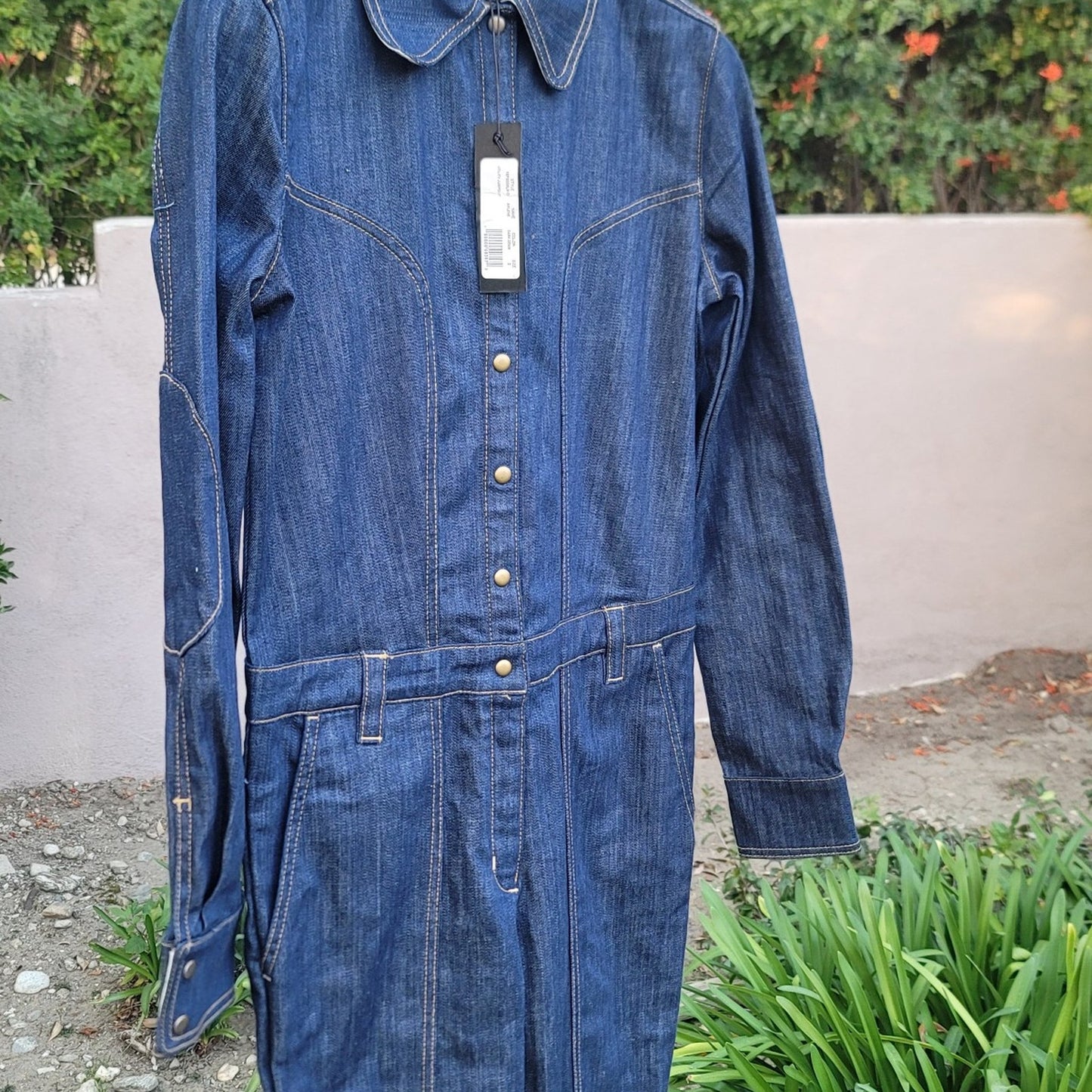 Land Of Distraction 70’s Inspired Denim Flared Utility Jumpsuit