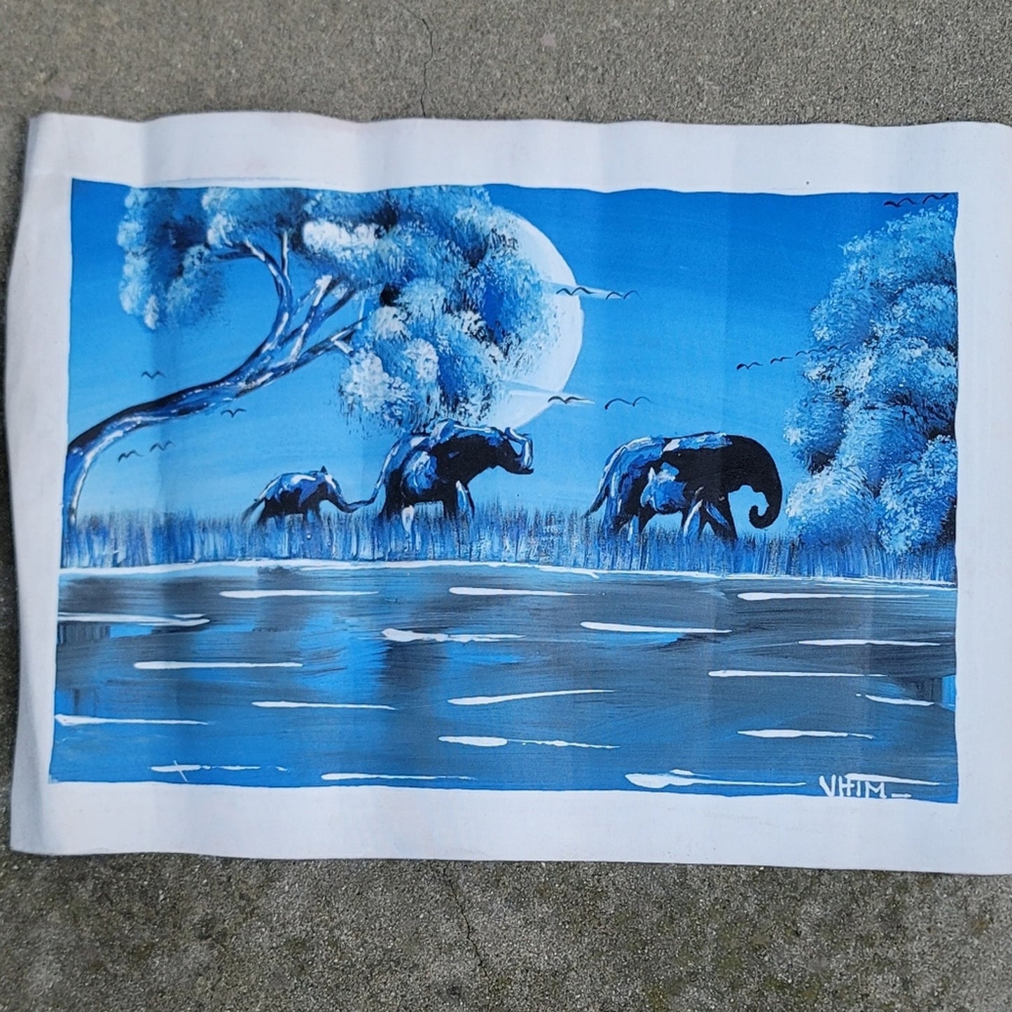 Custom Elephants Canvas Oil Painting Ghana West Africa