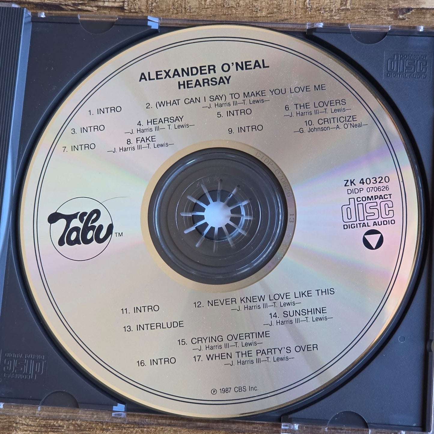 Vtg 1987 Alexander O'Neal HEARSAY CD