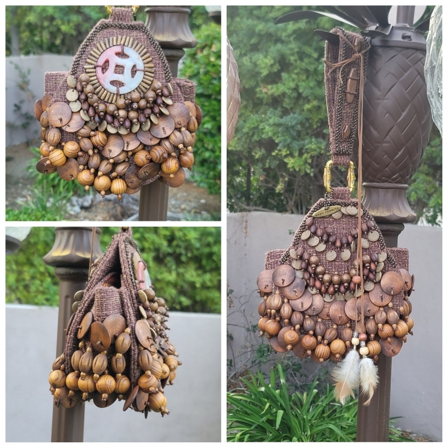 Vtg Mary Frances Embellished Beaded Wristlet Purse Bag