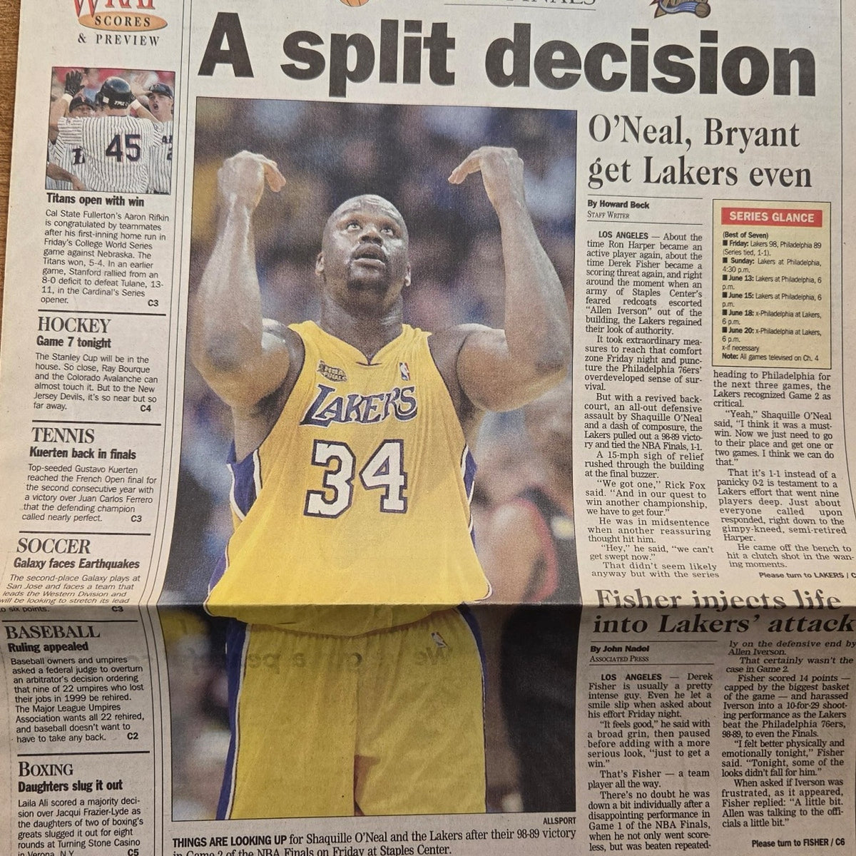 Vtg 2001 Los Angeles Lakers San Gabriel Valley Newspaper