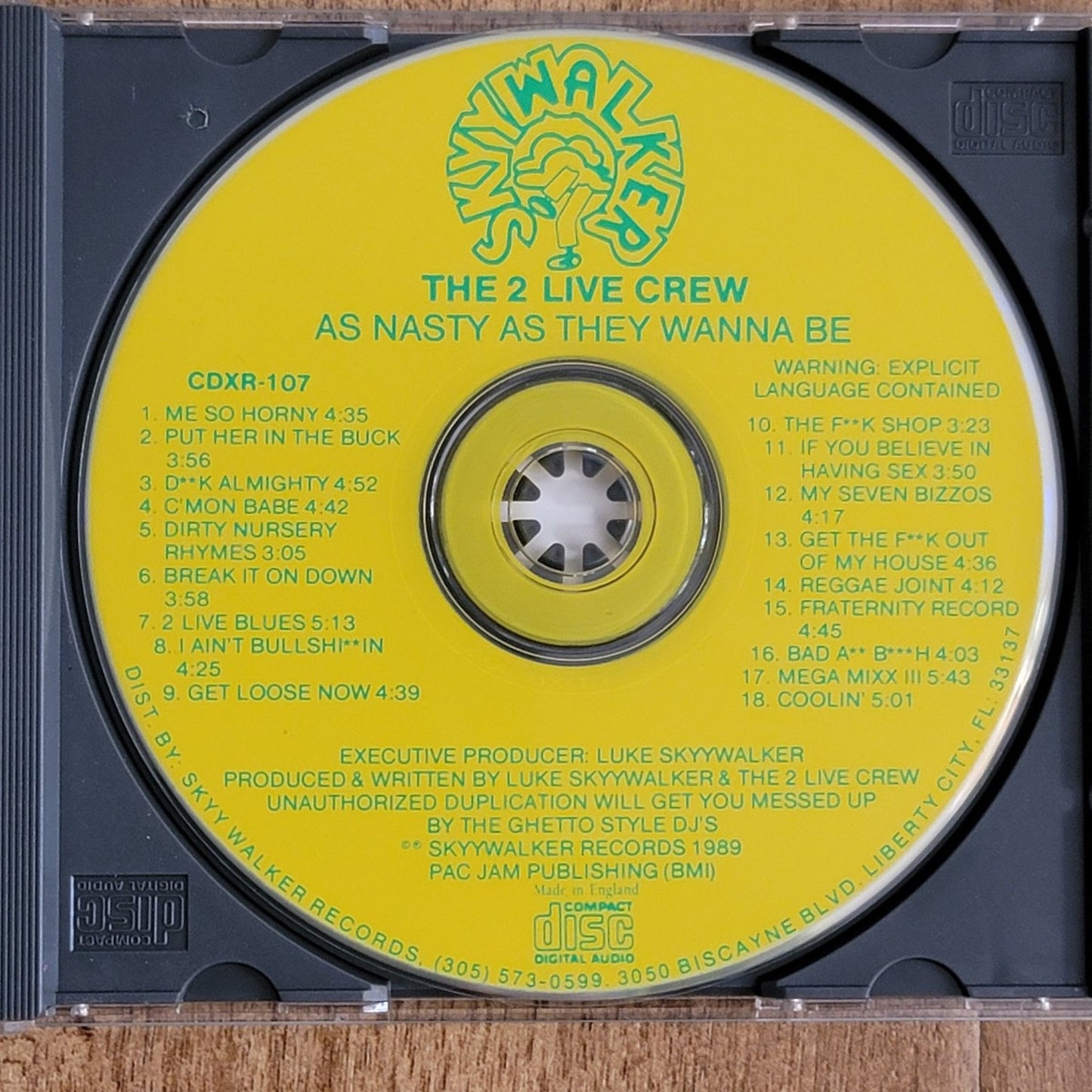 Vtg 1989 2 LIVE CREW As Nasty As They Wanna Be ORIGINAL PRESS CD