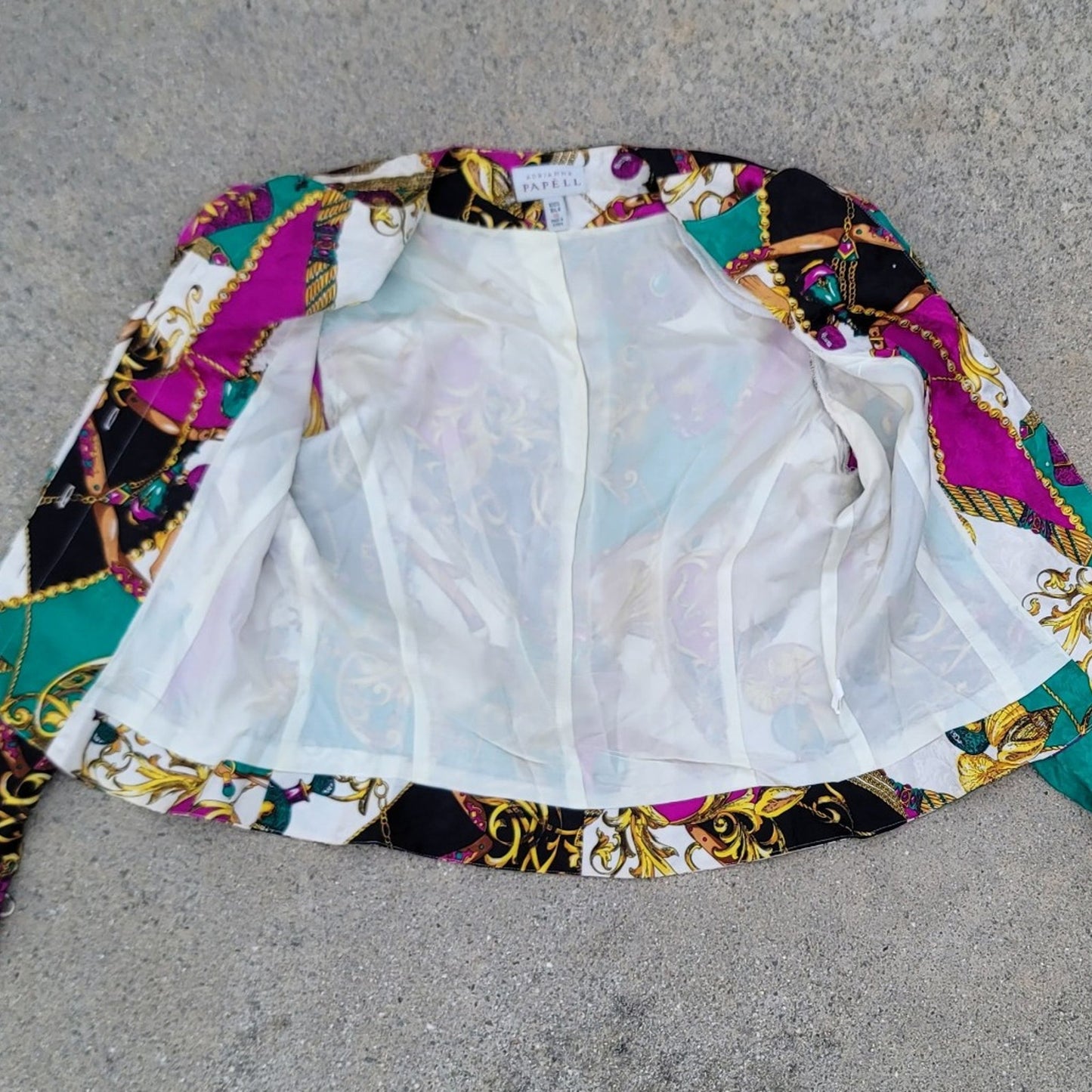 Vtg Adrianna Papell Baroque Silk Blazer Jacket