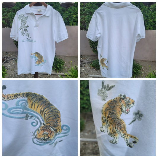 Vtg Japanese Brand Tigers Polo Shirt