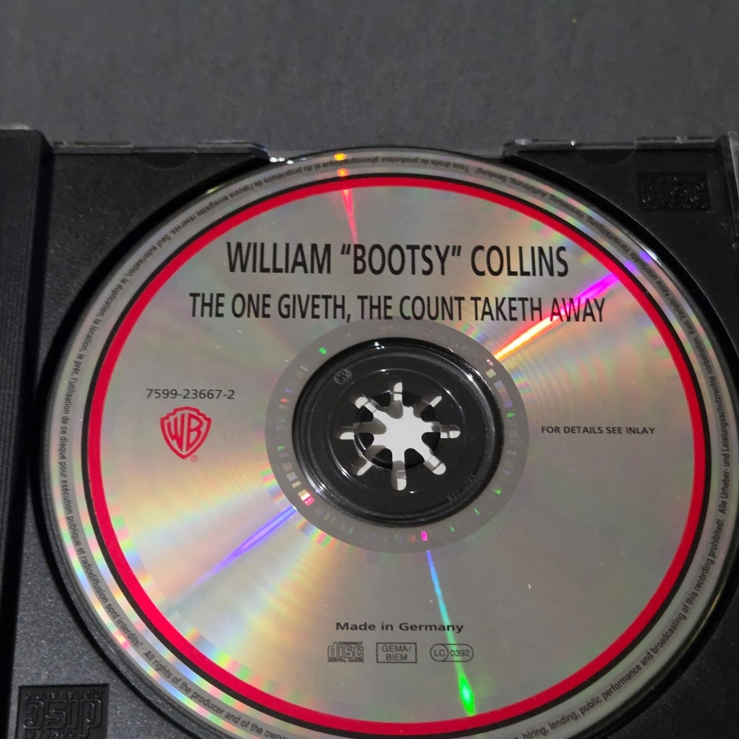 Vtg 1982 Bootsy Collins THE ONE GIVETH THE COUNT TAKETH AWAY CD Germany Import