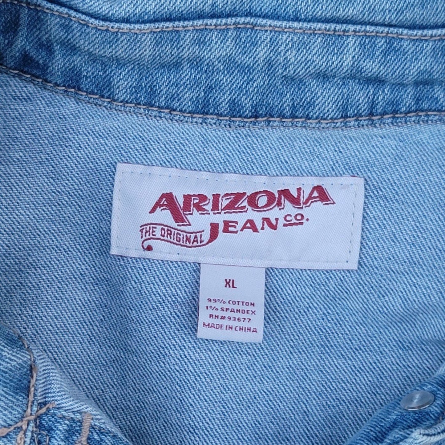 Arizona Jean Co Distressed Embroidered Roses Jean Denim Jacket
