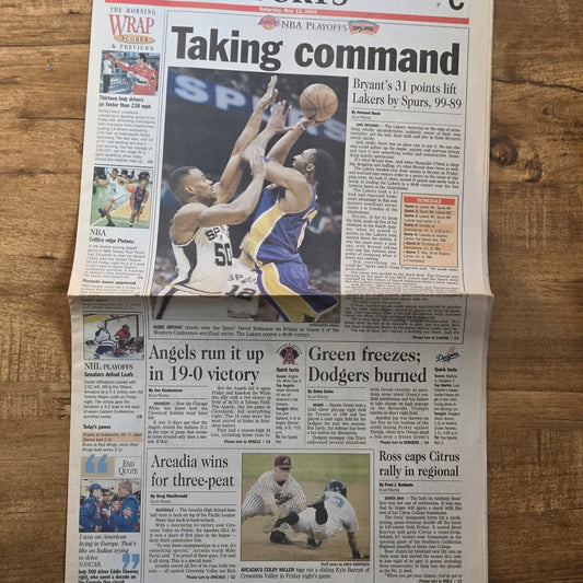 Vtg 2002 Los Angeles Lakers San Antonio Spurs San Gabriel Valley Newspaper