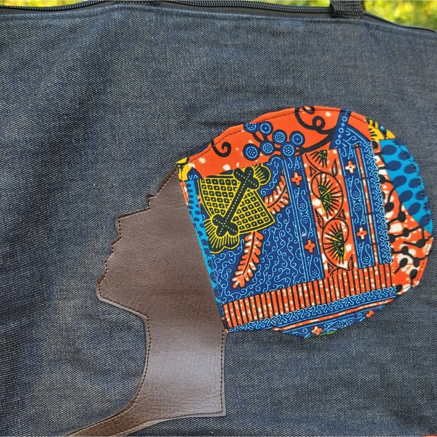 Ghanaian West African Custom Denim Tote Bag
