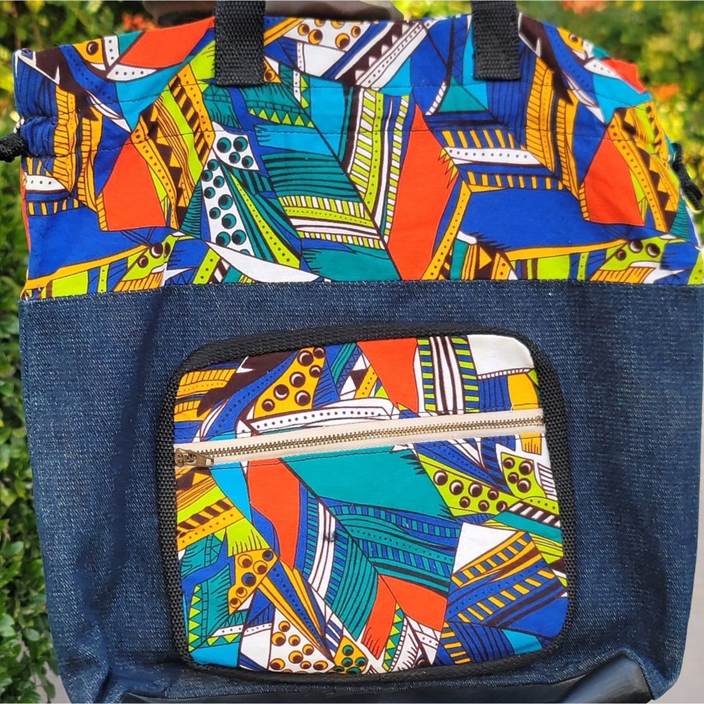 Ghanaian West African Custom Denim Tote Bag