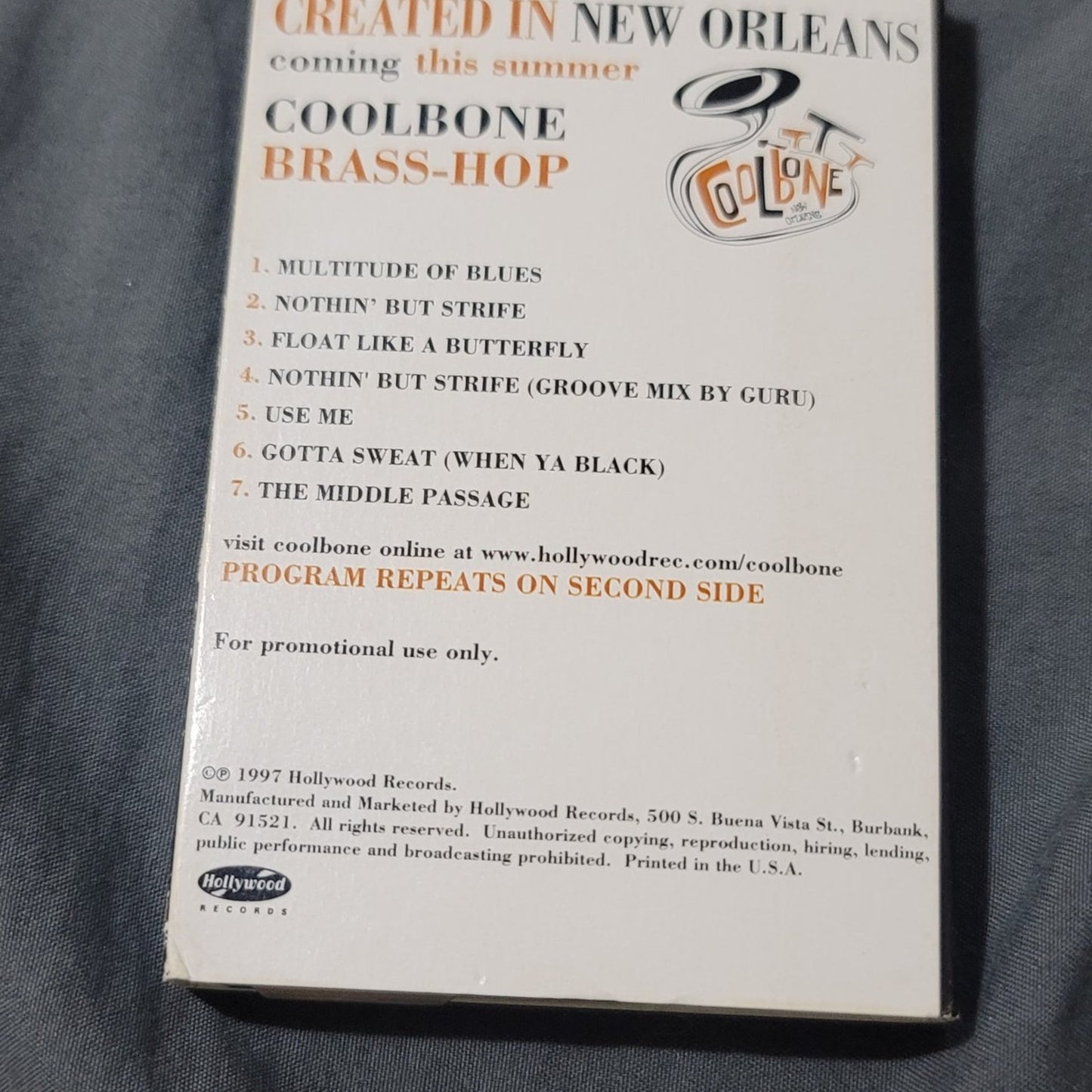 Vtg 1997 Coolbone f/Guru Gangstarr Promo Sampler Cassette Tape RAP HIP HOP