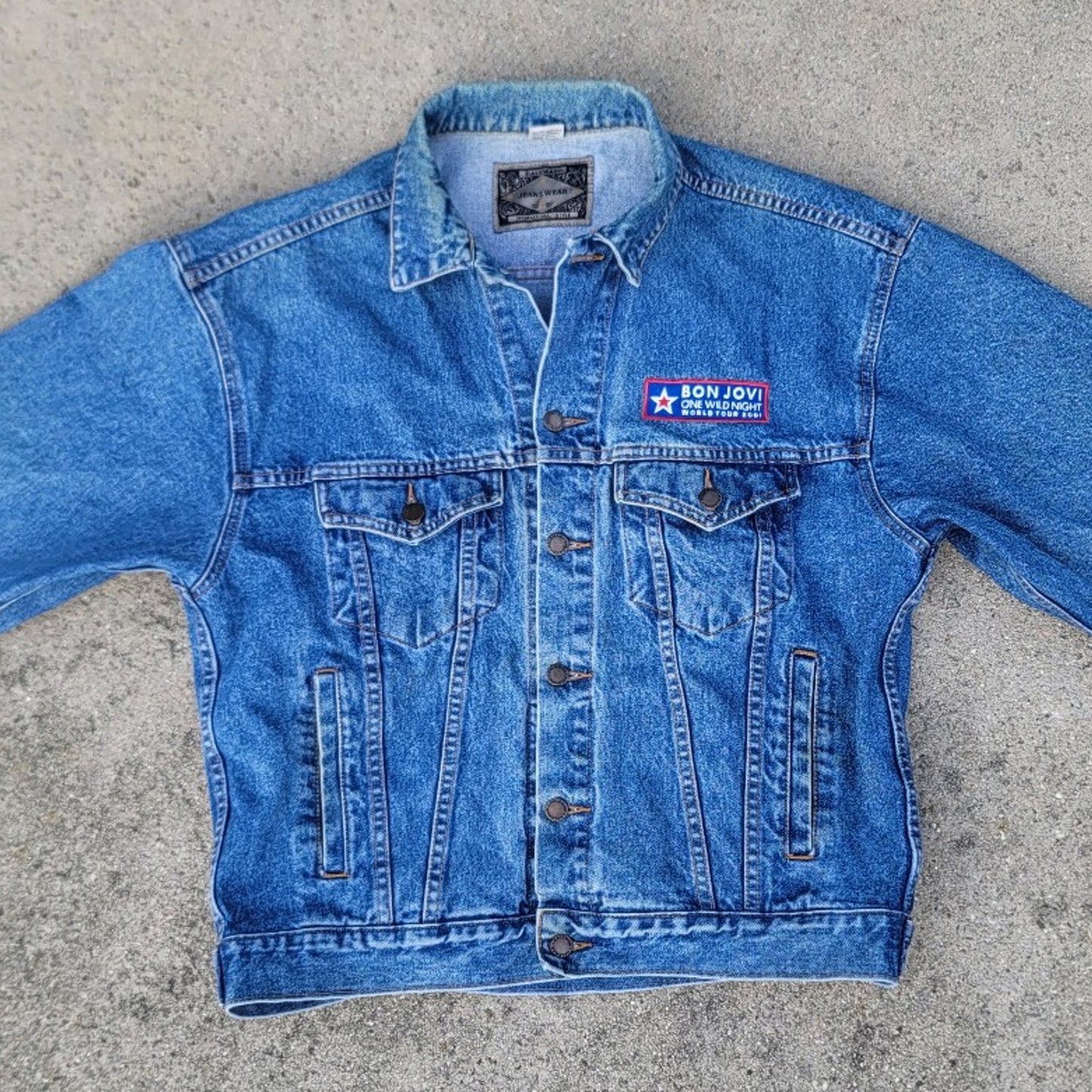 Vtg 2001 Y2K Jon Bon Jovi One Wild Night World Tour Jean Denim Jacket