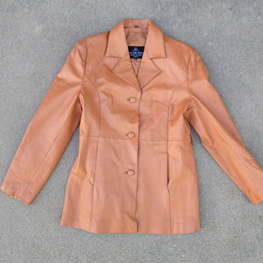 Vtg Oscar Piel Leather Jacket