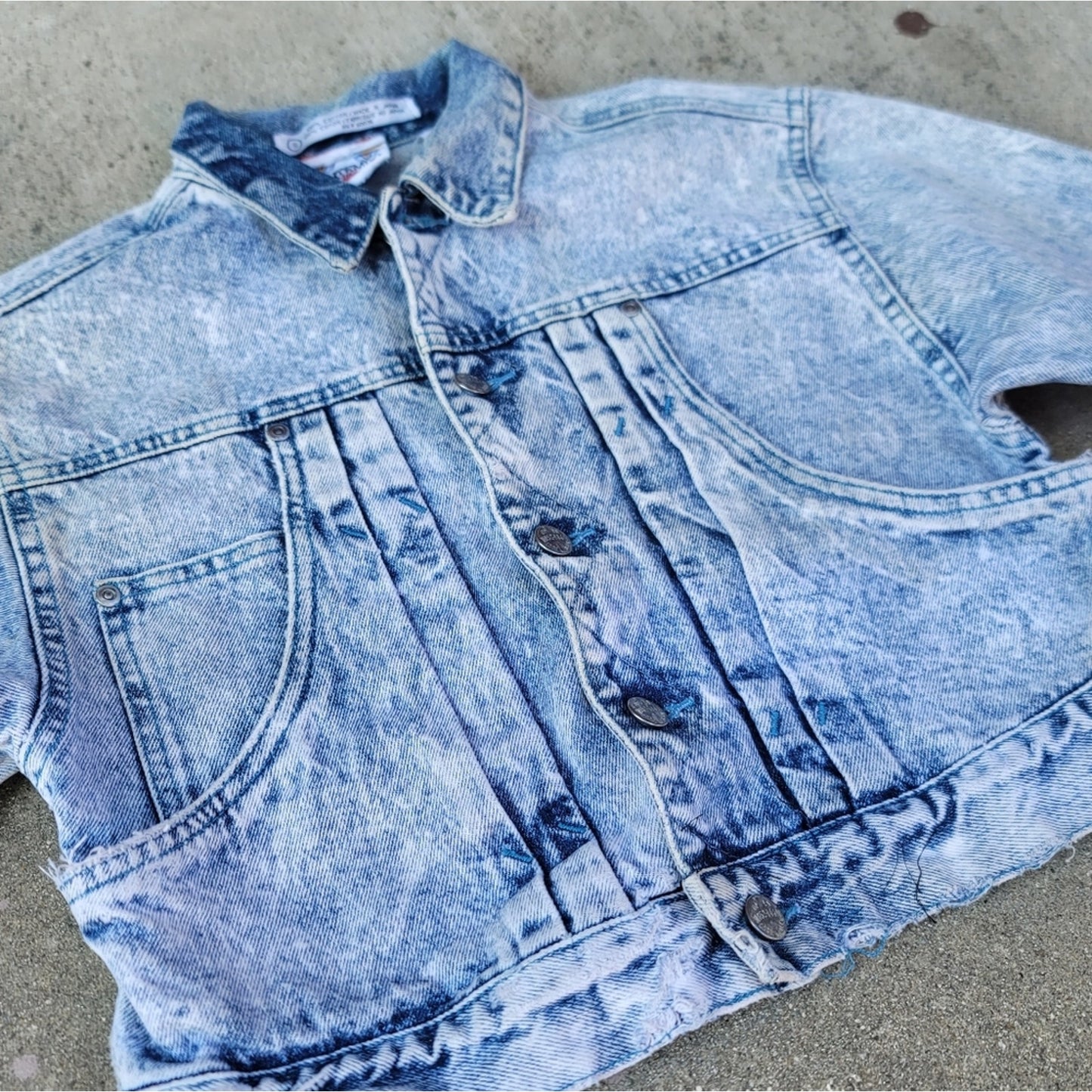 Vtg Code Bleu Acid Washed Cropped Distressed Jean Denim  Japanese Jacket