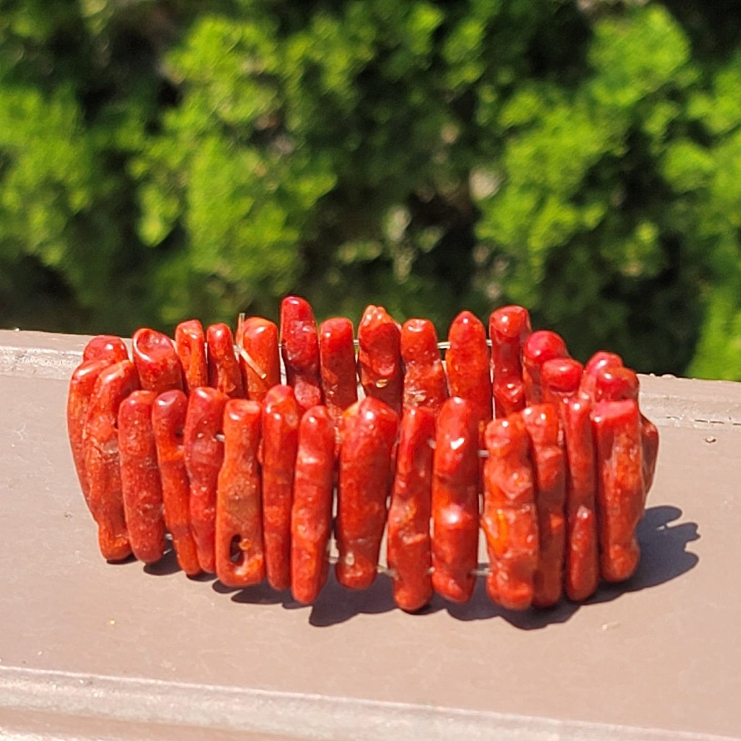 Vtg Red Coral Stretch Bracelet