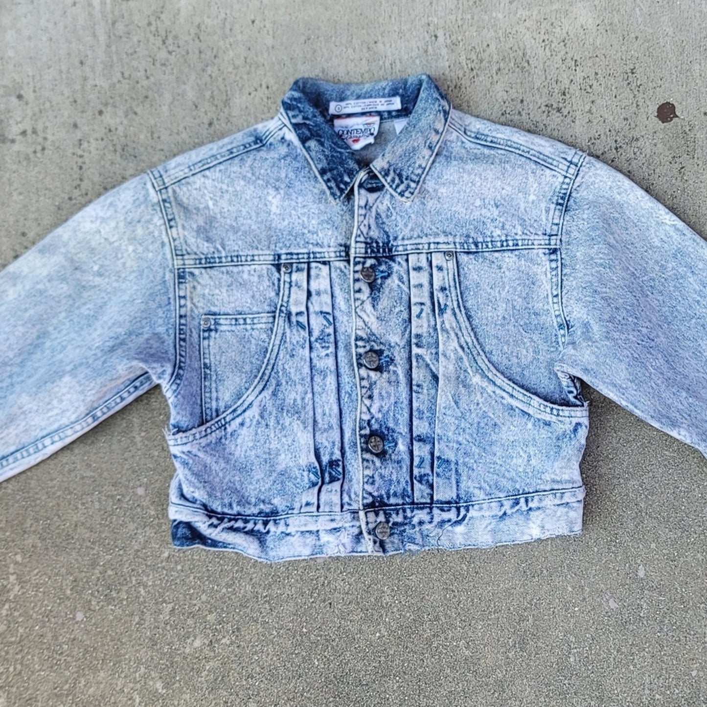 Vtg Code Bleu Acid Washed Cropped Distressed Jean Denim  Japanese Jacket