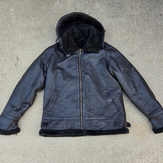 Vtg Wilda Sherpa-lined Hooded Leather Jacket
