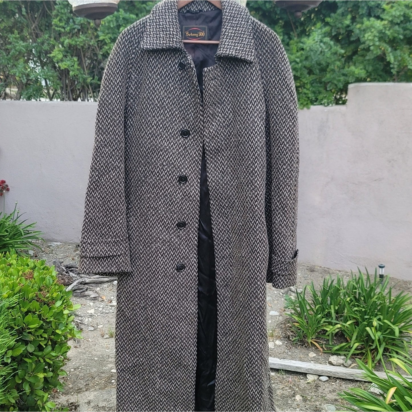 Pendleton Black and Gray Trench Coat with Notched Lapel