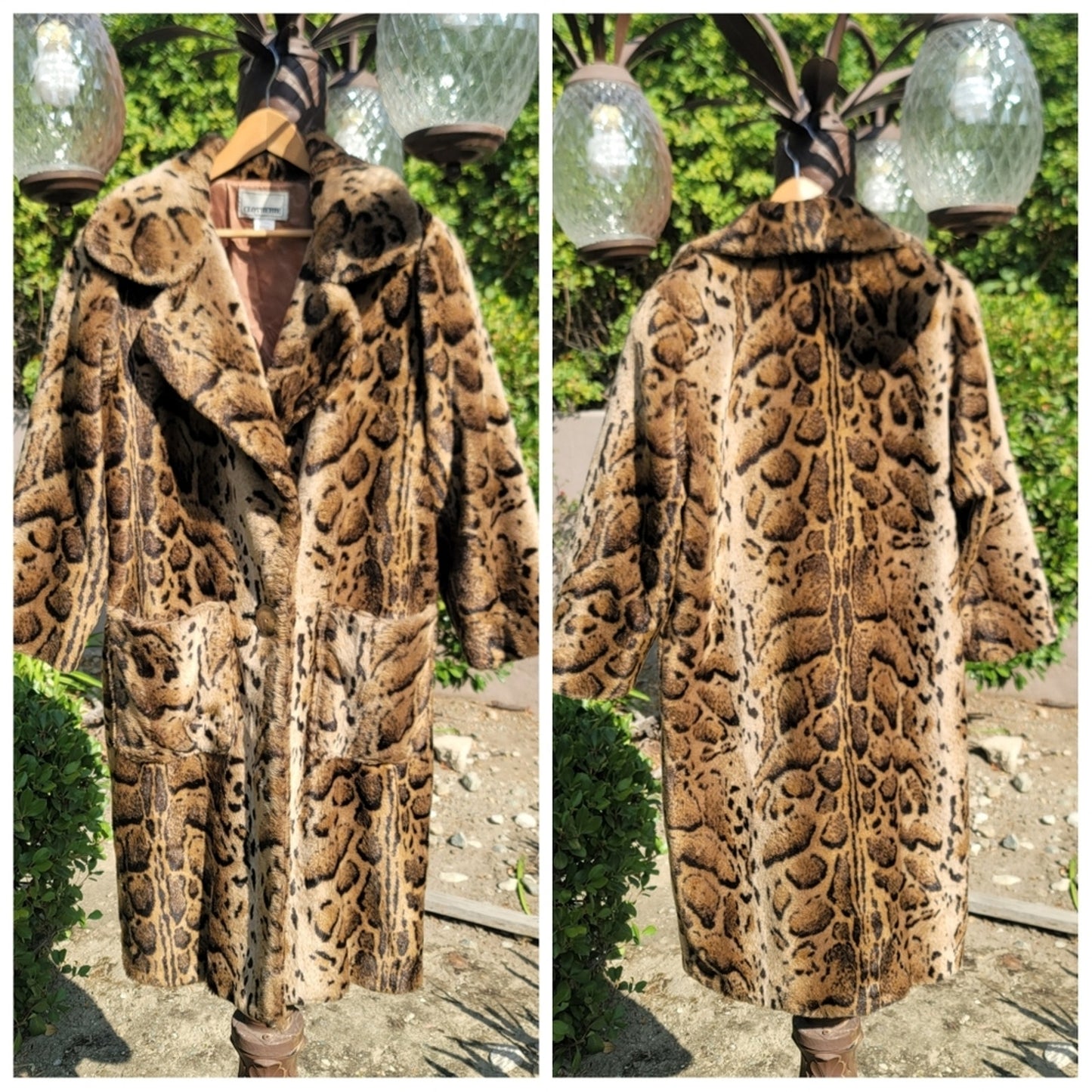 Vtg Clotherie Phoenix Animal Print Faux Fur Coat