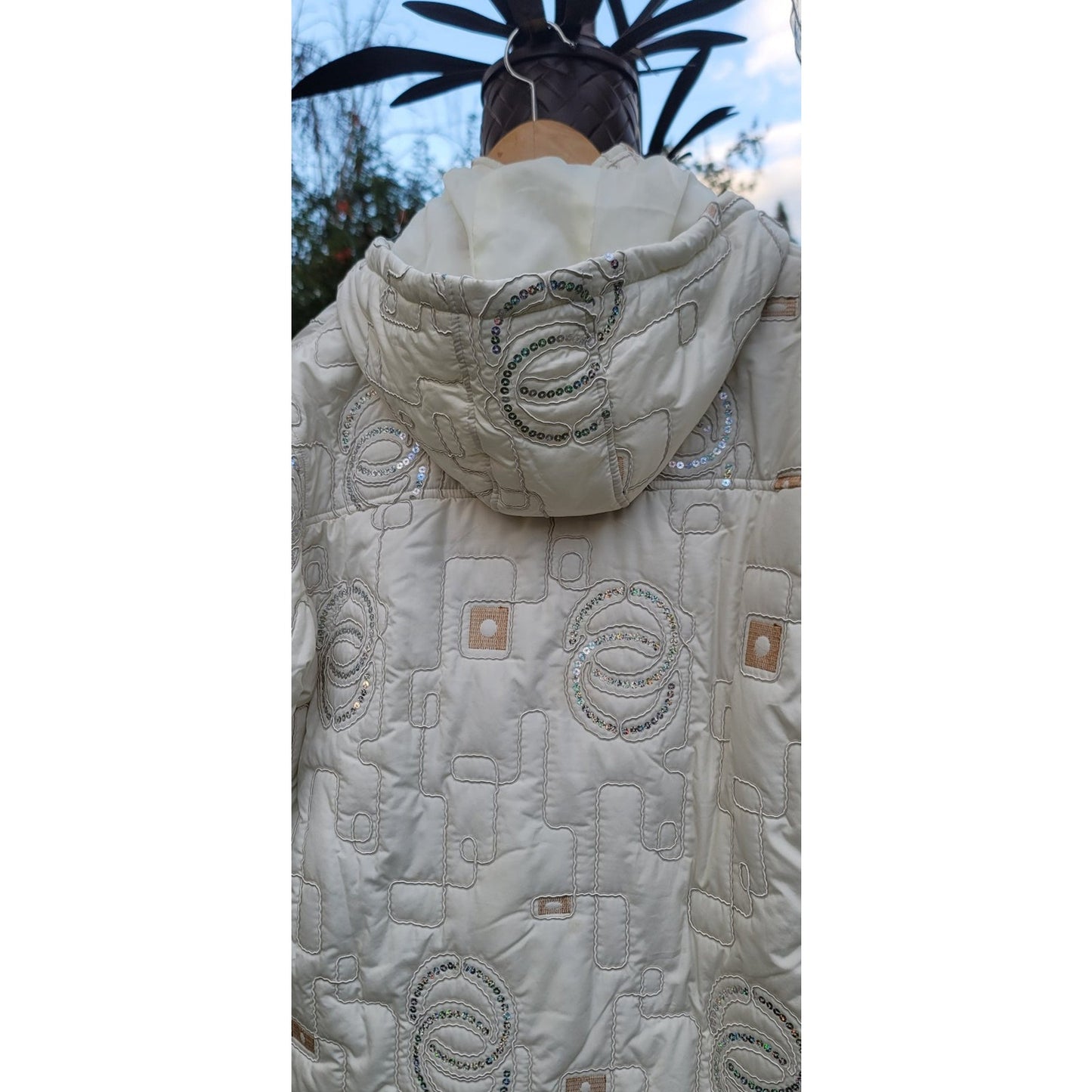 Funwear Factory Quilted Hooded Puffer Jacket w/Sequin Accents