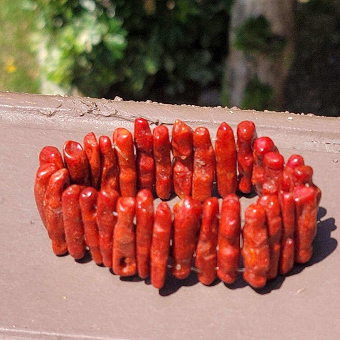 Vtg Red Coral Stretch Bracelet