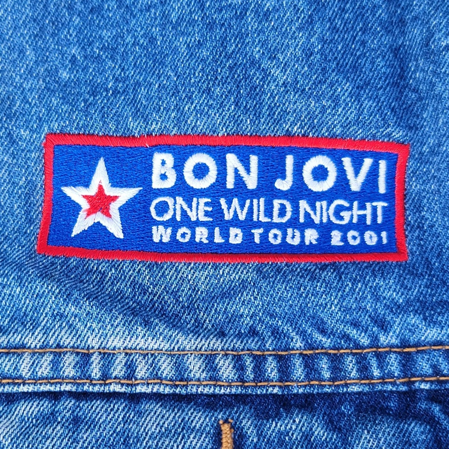 Vtg 2001 Y2K Jon Bon Jovi One Wild Night World Tour Jean Denim Jacket