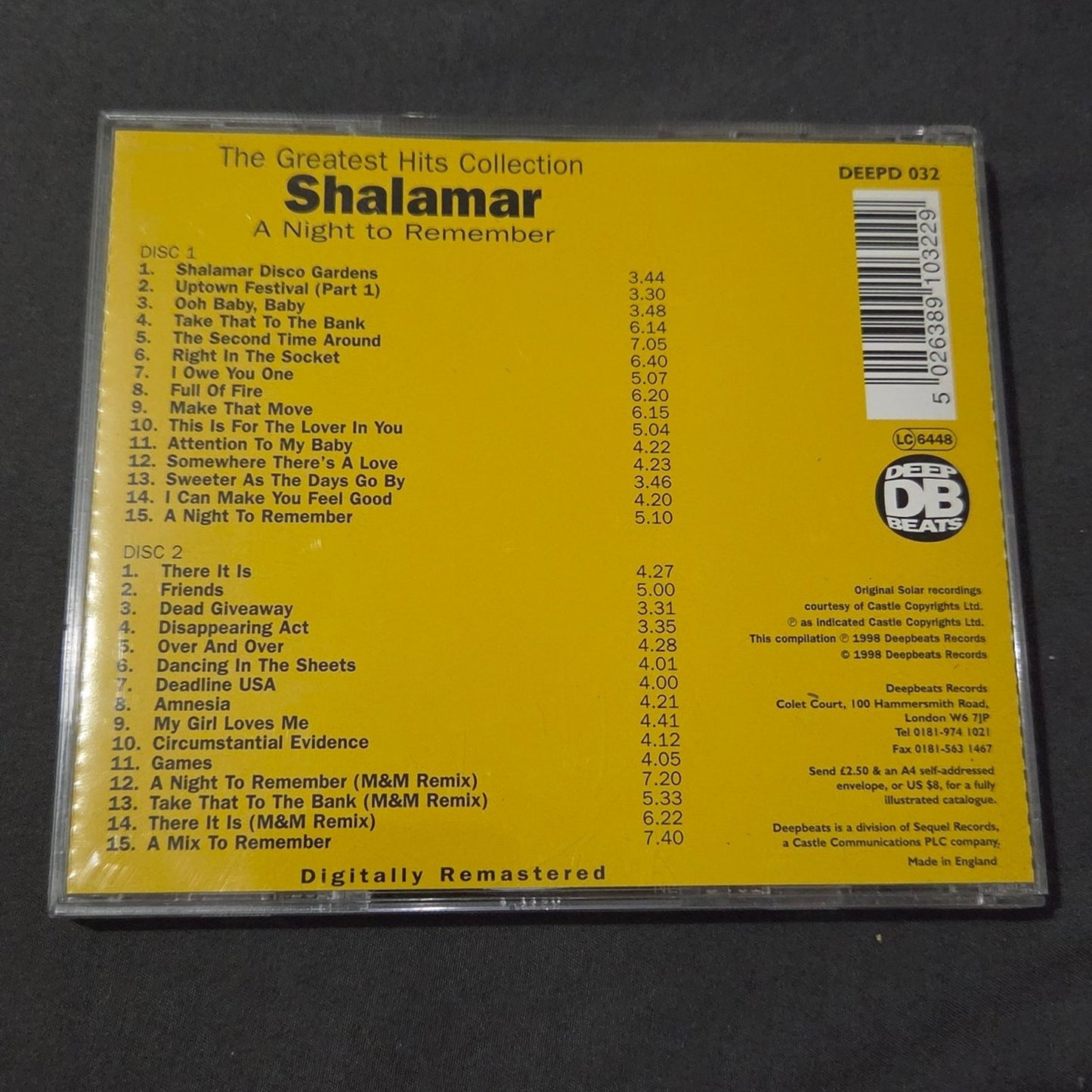 Vtg 1998 Shalamar A NIGHT TO REMEMBER THE GREATEST HITS COLLECTION DOUBLE CD