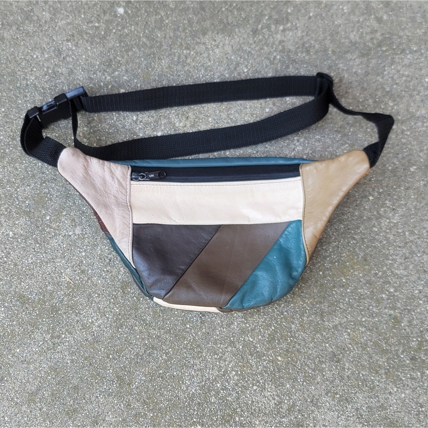 Vtg Leather Patchwork Fanny Pack Bag