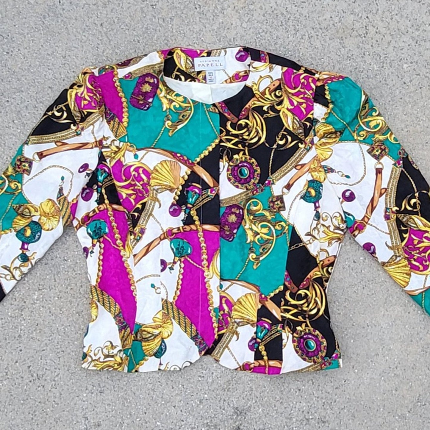 Vtg Adrianna Papell Baroque Silk Blazer Jacket